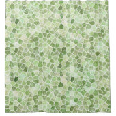 Blassgrünes Cobbled Patchwork Terrazo Muster Duschvorhang (Vorderseite)