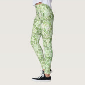 Blassgrünes Cobbled Patchwork Terrazo Muster Leggings (Links)