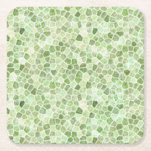 Blassgrünes Cobbled Patchwork Terrazo Muster Rechteckiger Pappuntersetzer