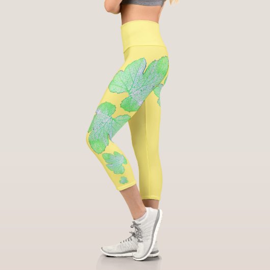 Blassgrünes Squashleaf Textur Leggings drucken (Links)