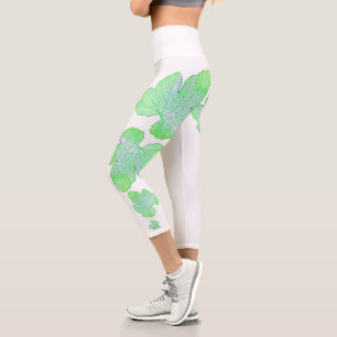 Blassgrünes Squashleaf Textur Leggings drucken