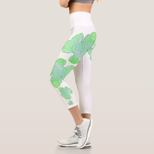 Blassgrünes Squashleaf Textur Leggings drucken (Links)
