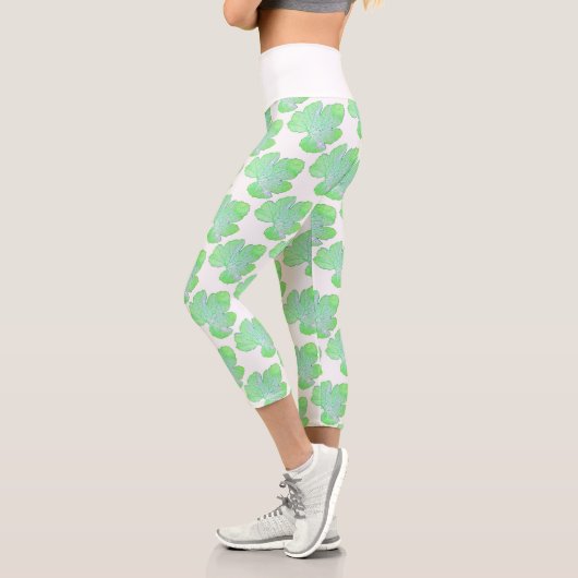 Blassgrünes Squashleaf Textur Leggings drucken (Links)