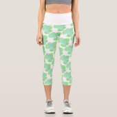 Blassgrünes Squashleaf Textur Leggings drucken (Vorderseite)