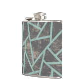 Blassgrünes und graues Mosaikmuster Flachmann (Links)