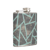 Blassgrünes und graues Mosaikmuster Flachmann (Rechts)