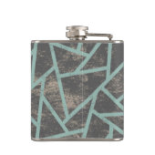 Blassgrünes und graues Mosaikmuster Flachmann (Rückseite)