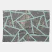 Blassgrünes und graues Mosaikmuster Geschirrtuch (Horizontal)