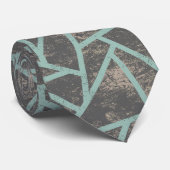 Blassgrünes und graues Mosaikmuster Krawatte (Gerollt)