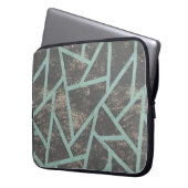 Blassgrünes und graues Mosaikmuster Laptopschutzhülle (Vorderseite Links)