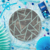 Blassgrünes und graues Mosaikmuster Pappteller (Party)