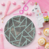 Blassgrünes und graues Mosaikmuster Pappteller (Party)