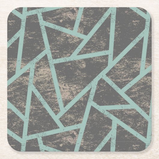 Blassgrünes und graues Mosaikmuster Rechteckiger Pappuntersetzer (Vorderseite)