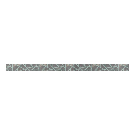 Blassgrünes und graues Mosaikmuster Satinband (Vorderseite)