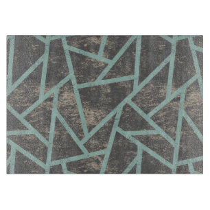 Blassgrünes und graues Mosaikmuster Schneidebrett