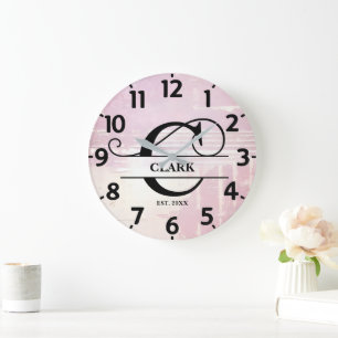 Blasslavender C-Monogramm gestört Große Wanduhr