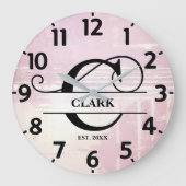 Blasslavender C-Monogramm gestört Große Wanduhr (Vorderseite)