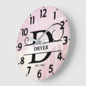Blasslavender D Monogramm gestört Große Wanduhr (Winkel)