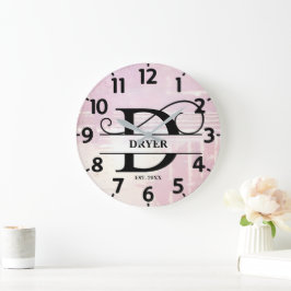 Blasslavender D Monogramm gestört Große Wanduhr
