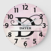 Blasslavender D Monogramm gestört Große Wanduhr (Vorderseite)