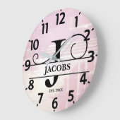 Blasslavender Distressive J Monogram Große Wanduhr (Winkel)