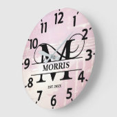 Blasslavender Erkrankungen des Monogramms Große Wanduhr (Winkel)