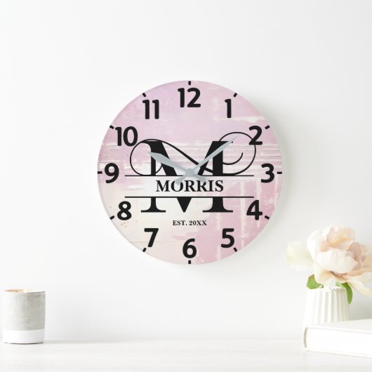 Blasslavender Erkrankungen des Monogramms Große Wanduhr (Zuhause)