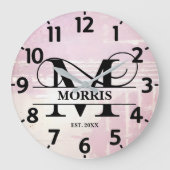 Blasslavender Erkrankungen des Monogramms Große Wanduhr (Vorderseite)