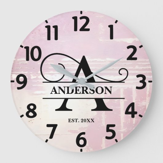 Blasslavender Große Wanduhr (Vorderseite)