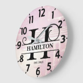 Blasslavender H-Monogramm gestört Große Wanduhr (Winkel)