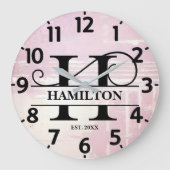 Blasslavender H-Monogramm gestört Große Wanduhr (Vorderseite)