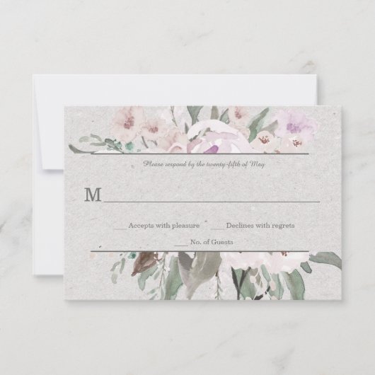 Blasslavender Sage Rosa Blüte - Grauer Text RSVP Karte (Vorderseite)