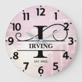 Blasslavender Störung im Monogramm Große Wanduhr (Vorderseite)