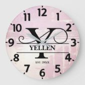 Blasslavender Verstörung Y Monogramm Große Wanduhr (Vorderseite)