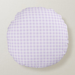Blasslila Gingham Rundes Kissen