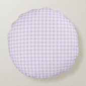 Blasslila Gingham Rundes Kissen (Rückseite)