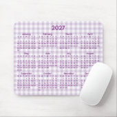 Blasslila Gingham Whimsical 2027 Kalender Mousepad (Mit Mouse)