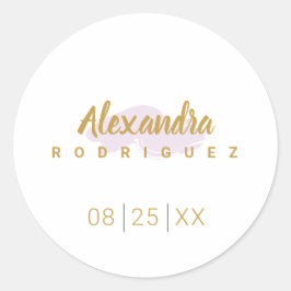 BlassLila und Gold Quinceanera Runder Aufkleber