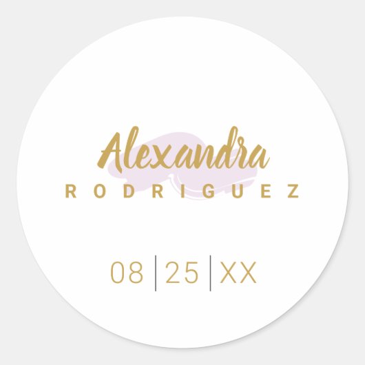 BlassLila und Gold Quinceanera Runder Aufkleber (Vorderseite)