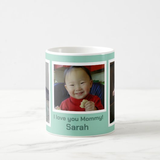 Blassminze Grün 3 FotoCollage Kaffeetasse (Mittel)