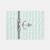 Blassminze Streifen Wasserfarben Ankern Personalis Fleecedecke (Vorderseite (Horizontal))