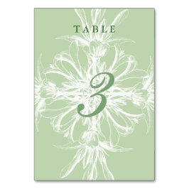Blassminze und weiße Blumenhochzeit Tischnummer