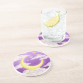 Blassmond auf Lila Sandstein Untersetzer (Seite)