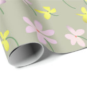 Blassolive Khaki Sage Beige Gelbe Rosa Blüte Geschenkpapier (Rolleneckpunkt)