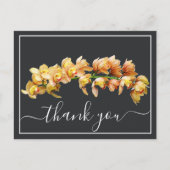 Blassorange Gelbe Orchidee Grauer Hintergrund Viel Postkarte (Vorderseite)