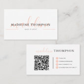 Blassorange-Kalligrafie-Script-QR-Code Visitenkarte (Vorne/Hinten)