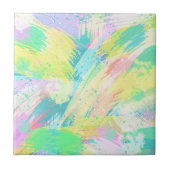 Blasspastellfarben Abstrakt Art Türkis Gelb Fliese (Vorderseite)