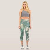 Blasspastellgrün Gelbe Wiesenwiesen Blume Capri Leggings (Vorderseite)
