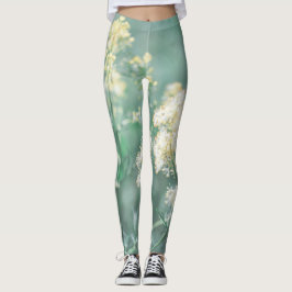 Blasspastellgrün Gelbe Wiesenwiesen Blume Leggings