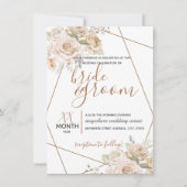 Blasspfirsich & braune Blütenblüte in Braun Rustik Einladung (Vorderseite)